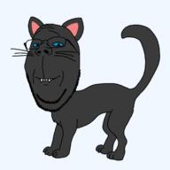 animal black_cat cat ear fangs full_body series:animaljaks smile soyjak tail variant:gapejak whisker // 1200x1200 // 28.0KB