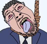 ack california crying gavin_newsom hair noose soyjak stubble teeth tongue variant:bernd yellow_teeth // 1255x1183 // 58.2KB