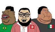 brazil front_facing looking_at_you mexico multiple_soyjaks soyjak subvariant:canuckmutt subvariant:mexiaryanmutt tunisia variant:bapjak variant:meximutt // 3464x2002 // 250.2KB