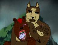 Akakabuto Ginga_Nagareboshi_Gin Riki anime bear bloodshot_eyes brown_fur buff crying dog emblem furry japan meta:tagme mountain scar strangling text variant:bernd variant:chudjak // 601x471 // 175.7KB
