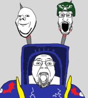 3soyjaks blood chaos_space_marines clothes glasses hat imperial_guard night_lords open_mouth sci-fi severed_head smile soyjak space_marine stubble variant:bernd variant:gapejak variant:impish variant:impish_soyak_ears variant:markiplier_soyjak warhammer // 1692x1876 // 350.5KB