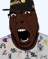 black_skin cap clothes death_row_records def_jam glasses hat los_angeles_lakers meta:tagme new_york_yankees open_mouth soyjak stubble variant:cobson // 722x900 // 252.5KB