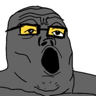 glasses grey_skin open_mouth soot soot_colors soyjak soyjak_party variant:tony_soprano_soyjak // 600x600 // 9.7KB