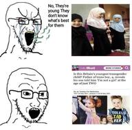 bloodshot_eyes child crying glasses islam large_eyebrows lgbt odor open_mouth soyjak stretched_mouth stubble text variant:soyak yellow_teeth // 725x719 // 62.2KB