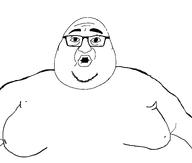 bald fat glasses meatball obese open_mouth raised_pinky stubble subvariant:branigger variant:brandon variant:impish_soyak_ears variant:meatmutt // 1550x1314 // 99.6KB