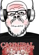 album_cover blush cannibal_corpse closed_mouth clothes death_metal glasses headphones holding_breath music soyjak stubble variant:a24_slowburn_soyjak // 456x638 // 210.7KB