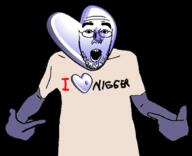 arm clothes g_(4chan) gentoo glasses hand i_heart_nigger i_love linux nigger open_mouth purple_skin soyjak stubble technology text tshirt variant:shirtjak // 884x718 // 218.5KB