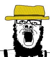 amish beard clothes gape glasses hat open_mouth straw_hat variant:a24_slowburn_soyjak // 454x520 // 9.4KB