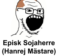 brown_hair cuck epic_soy_lord_(cuck_master) glasses hair no_nose open_mouth soyjak stubble subvariant:epic_soy_lord_(cuck_master) swedish_text text variant:soyak // 1211x1161 // 251.5KB