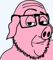 anime ear glasses pig pink_skin raised_eyebrow smile smug snout soyjak stubble ukraine variant:smugjak // 400x452 // 16.0KB