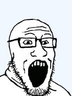 34 glasses looking_to_the_right open_mouth soyjak stubble subvariant:threefourthsplier transparent_background variant:markiplier_soyjak // 600x800 // 61.8KB