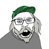 beard cap clothes grey_hair hat open_mouth soyjak thulean_perspective varg varg_vikernes variant:feraljak // 500x500 // 7.6KB