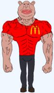 amerimutt bald buff ear full_body mcdonalds muscles muscular_male shoe subvariant:meximutt_front variant:meximutt vein // 1094x1878 // 67.8KB