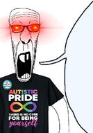 autism badge buck_teeth clothes glasses glowing_eyes meta:not_oc red_eyes speech_bubble sperg stubble variant:casnatus wrinkles // 700x1000 // 275.6KB