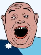 amerimutt black_sclera clothes ear flag flag:minnesota hair minnesota open_mouth red_shirt soyjak star_(symbol) state stubble teeth transparent_background united_states variant:alicia // 418x555 // 16.9KB