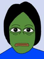 blue_shirt eyebrows forehead_lines frog glasses green_skin hair mouth_closed pepe soyjak stubble variant:lennonjak // 191x255 // 10.3KB