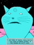 animal artist:hellcat blue blue_skin bright_blue_cat caption cat cat_ear dc_comics doctor_manhattan ear glowing mars soyjak space subvariant:impish_meowjak text tired variant:impish_soyak_ears watchmen whisker white_eyes // 598x800 // 217.3KB