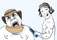 2soyjaks bandana battlefield_4 blood bloodshot_eyes blowtorch clothes fire glasses gynaecomastia hat headphones holding_object microphone muscles muscular_male open_mouth parody seething subvariant:chainsaw_bernd variant:bernd variant:kuzjak video_game yellow_teeth // 1238x872 // 215.2KB