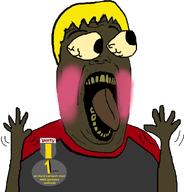 1_year_on_bald_men_with_glasses_website arm black_skin blond blush brown_skin eyebrows eyes_popping forehead_lines grey_shirt hand hands_up looking_to_the_left meta:not_oc nose open_mouth red_shirt rotten_teeth subvariant:hunky_twink_sex_machine subvariant:waow subvariant:wewjak teeth tongue transparent_background variant:alicia variant:excited_soyjak variant:soyak yellow_sclera yellow_teeth // 1039x1085 // 329.2KB