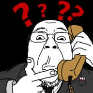 black_background breast_pocket closed_mouth clothes confused dr_soyer five_nights_at_cobson's glasses hand holding_phone name_tag necktie open_mouth phone question_mark stubble suit variant:bernd white_skin // 256x256 // 22.7KB