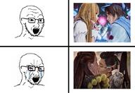 aloy asuka_kazama bloodshot_eyes crying glasses horizon_zero_dawn lili_(tekken) open_mouth soyjak stubble tekken variant:soyak video_game // 821x563 // 438.3KB