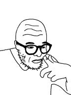 arm closed_mouth glasses hand soyjak stubble tired togglebott tranny variant:togglebott // 574x768 // 14.5KB