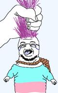 beard clothes crying glasses hair mouth_open noose tongue tranny transgender_flag variant:prematurejak // 728x1160 // 25.5KB