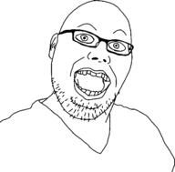 aliased clothes ear glasses open_mouth redraw soyjak variant:mostterriblevariantever // 1292x1275 // 104.7KB