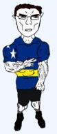 arm buff closed_mouth clothes curacao ear flag flag:curaçao full_body glasses hair hand netherlands shoe soyjak star_(symbol) subvariant:chudjak_front subvariant:unbotheredchud variant:chudjak vein // 549x1268 // 36.1KB