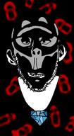 black_skin dark ear evil gem glasses hell madzin necklace ominous open_mouth schizo shadow smile soyjak stubble variant:nojak // 425x777 // 55.5KB