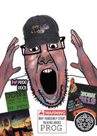 big_nose brown_skin cap clothes gentle_giant glasses hand hands_up hat i_love king_crimson music open_mouth pink_floyd prog_rock rock stubble teeth variant:ppp yes_(band) // 941x1317 // 181.3KB