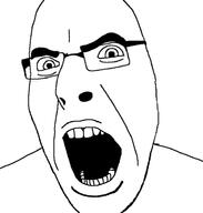 glasses open_mouth soyjak template variant:cobson // 676x708 // 52.1KB