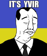 closed_eyes closed_mouth clothes flag hair its_over necktie sad soyjak stepan_bandera suit text ukraine variant:chudjak // 1000x1200 // 113.0KB