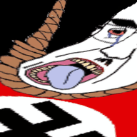 3dgifmaker animated bloodshot_eyes clothes crying glasses hair hanging inside_sphere mustache nazism open_mouth politics rope soyjak subvariant:patrick suicide swastika tongue variant:chudjak yellow_teeth // 248x248 // 405.3KB