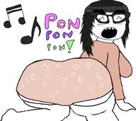 arm beanie clothes female hair hand hat musical_note open_mouth pon_pon_pon soyjak text underpants variant:soytan // 739x657 // 95.3KB