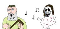 beard blood bloodshot_eyes blue_eyes camouflage clothes crying euronymous eyeshadow ghost grey_hair harp hat long_hair music remove_kebab stubble varg_vikernes variant:cryboy_soyjak variant:norwegian // 1614x786 // 83.9KB