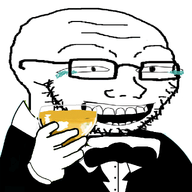 animated bowtie clothes ext=gif geg glass kek laughing open_mouth pepe_the_frog smile suit tear teeth variant:soyak wine // 1000x1000 // 3.7MB