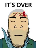 blood bulletproof_vest closed_eyes dead death glasses gore grey_hair hamas israel its_over keffiyeh kevlar palestine scar soyjak stubble subvariant:neutralplier text thick_eyebrows variant:markiplier_soyjak war yahya_sinwar // 600x800 // 44.9KB