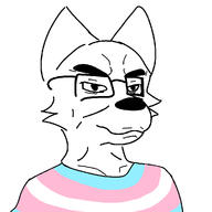 eyebrows furry glasses meta:barely_a_soyjak smirk snout transgender_flag variant:chudjak // 1000x1000 // 38.8KB