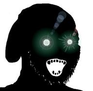 4chan animal black_skin dog ear glowing glowing_eyes inverted janny open_mouth soyjak stubble subvariant:soyak_(crazed) thougher variant:soyak white_background // 740x724 // 98.0KB