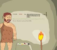 arm beard body_hair cave caveman closed_eyes clothes greentext hair its_over leg paint paintbrush pelt prehistoric soyjak stick tally_mark text the_west_has_fallen torch variant:chudjak // 3028x2632 // 398.8KB