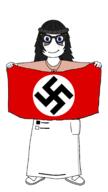 beanie blue_eyes brown_shirt flag flag:nsdap glasses hair nazism soy soylent variant:soytan white_skin // 966x1722 // 205.8KB