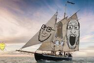 4soyjaks boat closed_mouth ear eyes_popping glasses hair irl_background npc objectsoy open_mouth sea series:vehiclejaks smile smug soyjak stubble subvariant:waow sun tongue variant:impish_soyak_ears variant:markiplier_soyjak variant:soyak yellow_teeth // 800x534 // 577.9KB