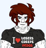 brown_hair buff closed_mouth clothes ear hair heart i_heart i_love looking_at_you losers_creeps_pedos soyjak subvariant:chudjak_front subvariant:muscular_chud t-shirt text translucent translucent_background transparent transparent_background tshirt turkey_tom variant:chudjak vein // 1059x1100 // 330.9KB