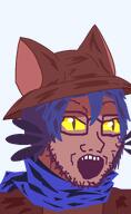 cat_ear clothes eyebrows eyes glasses hair hat mouth mouth_open niko niko_(oneshot) scarf stubble variant:soyak whisker // 1600x2593 // 355.3KB