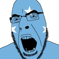 angry country flag glasses micronesia open_mouth soyjak star stubble variant:cobson // 721x720 // 16.0KB