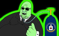 angry beard central_intelligence_agency eyebrows fat glasses glowing green_skin looking_at_you nasal_cannula oxygen_cylinder pointing sunglasses trend:glowie tuxedo variant:whalejak // 1461x900 // 467.5KB