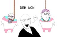 3soyjaks anhero balding bloodshot_eyes crying deh glasses hair hanging mustache open_mouth purple_hair rope soyjak stubble suicide text tranny variant:angry_soyjak variant:deh variant:smugjak // 1378x913 // 228.1KB