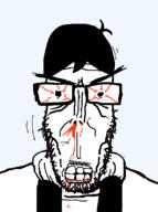 angry artist:crimsonvoidhydra1488 beard blood clothes glasses hair half_open_mouth mutt omori seething subvariant:euromutt sunny_(omori) variant:markiplier_soyjak // 593x797 // 19.8KB