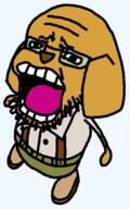 anime clothes dog full_body glasses janny one_piece open_mouth soyjak stubble suspenders tony_tony_chopper variant:tony_tony_chopper_soyjak // 373x597 // 14.9KB